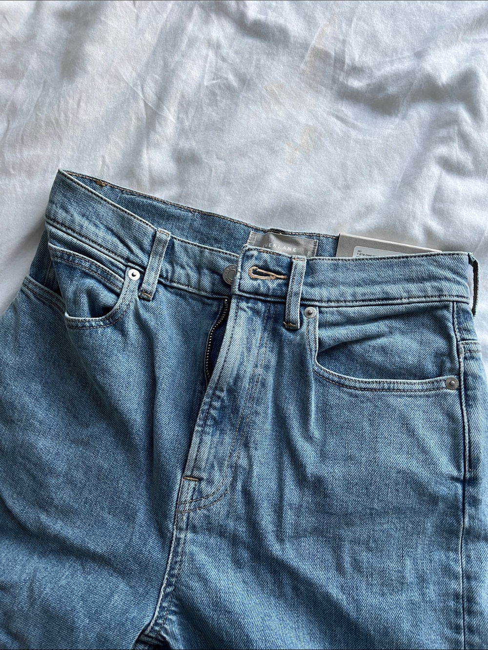 Everlane Straight-Leg Jeans in Mid Blue Denim